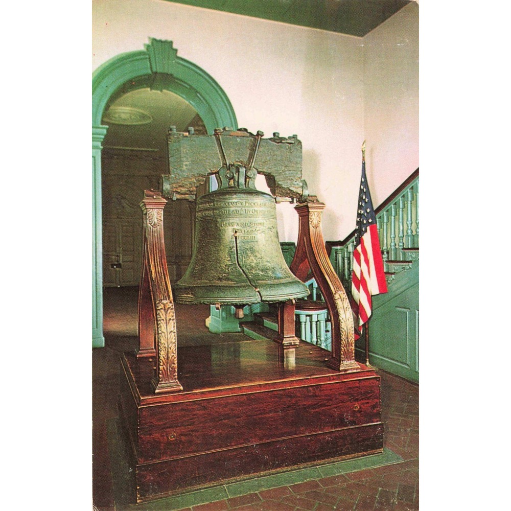 Vintage 1972 Liberty Bell Philadelphia Postcard Postmarked 9c Air Mail Stamp